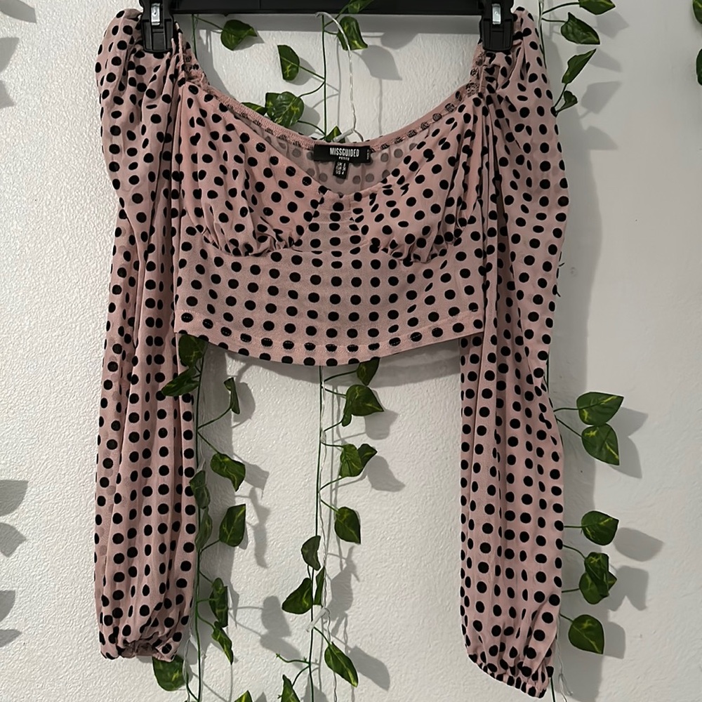 ASOS Misguided polka dot mesh top. 2nd photo from ASOS for better description.